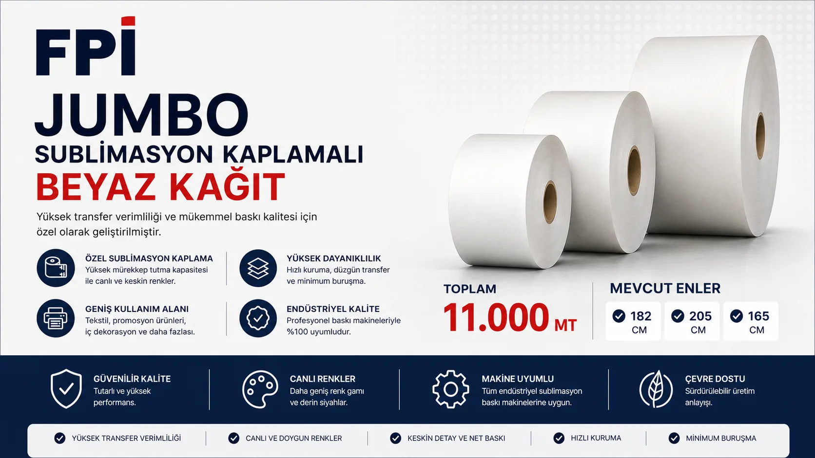 FPİ Kaplamalı Beyaz Kağıt - 165 cm (35 gr)